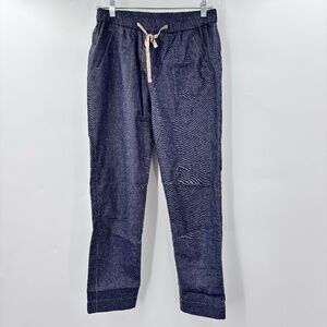 Rosso35 Pull On Pants Tapered Leg Linen Bland Blue Size 40